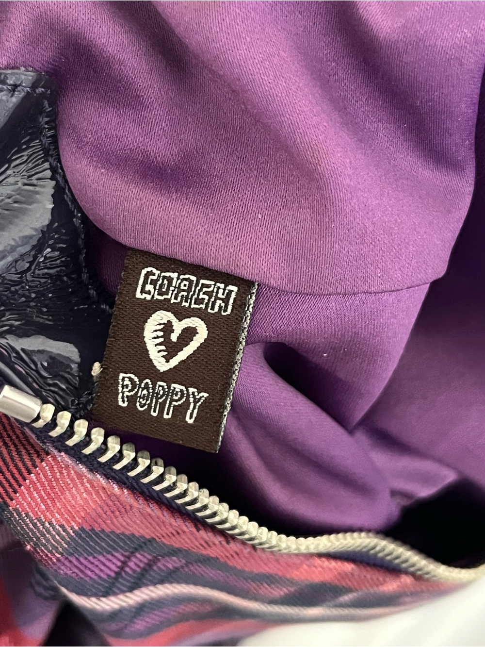 Coach Poppy Tartan Plaid Crossbody Hobo Purple Hangtags #16120 Silver Y2K - Picture 15 of 17
